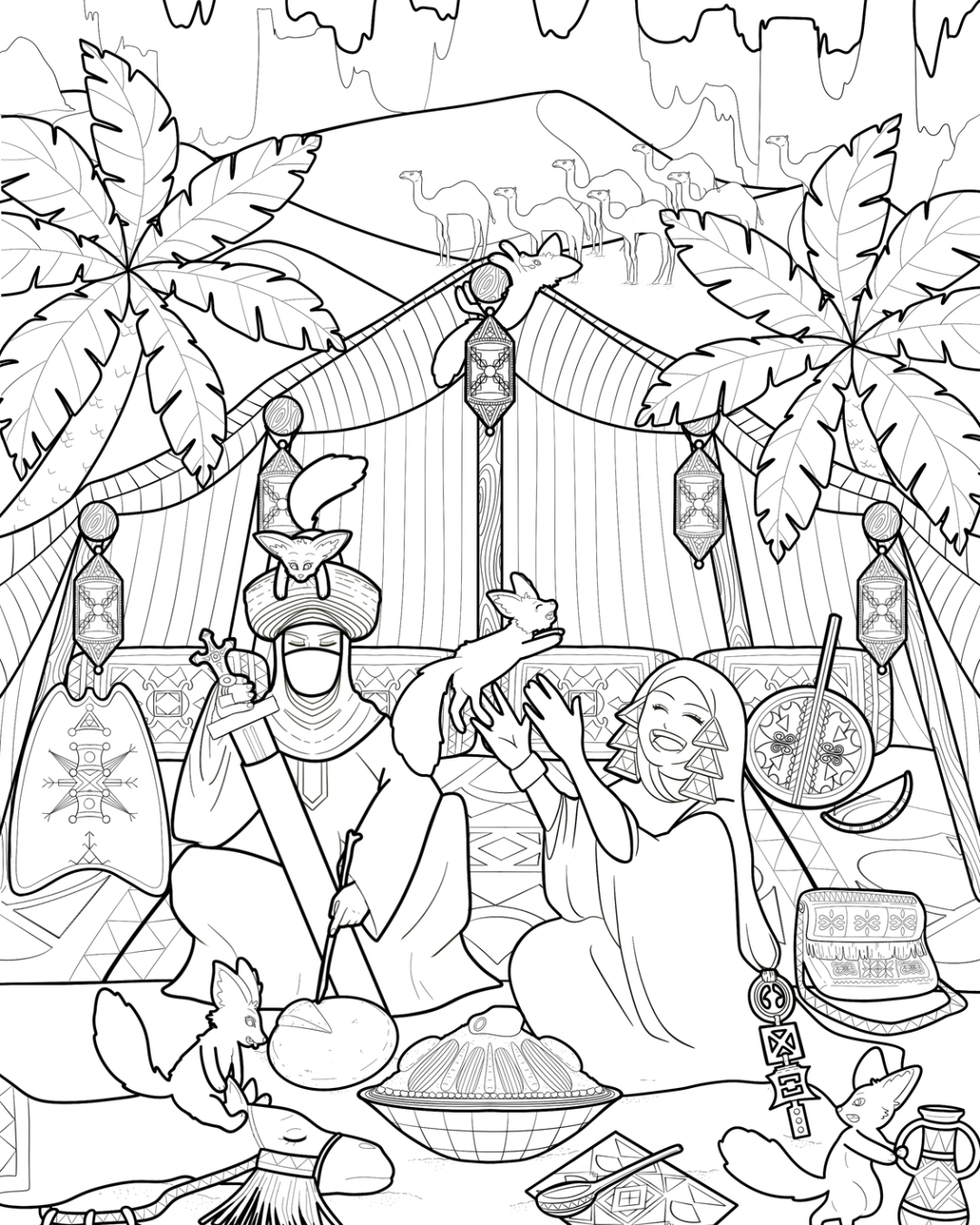𖤓 Trésors et traditions d’Algérie - Livre de coloriage
