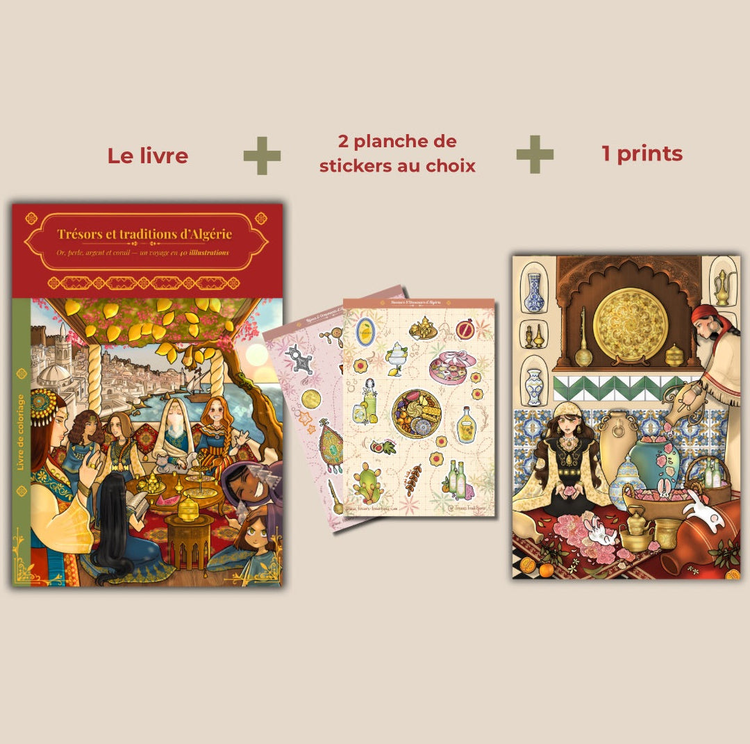 Bundle Premium — Livre + 2 planches de Stickers + Print