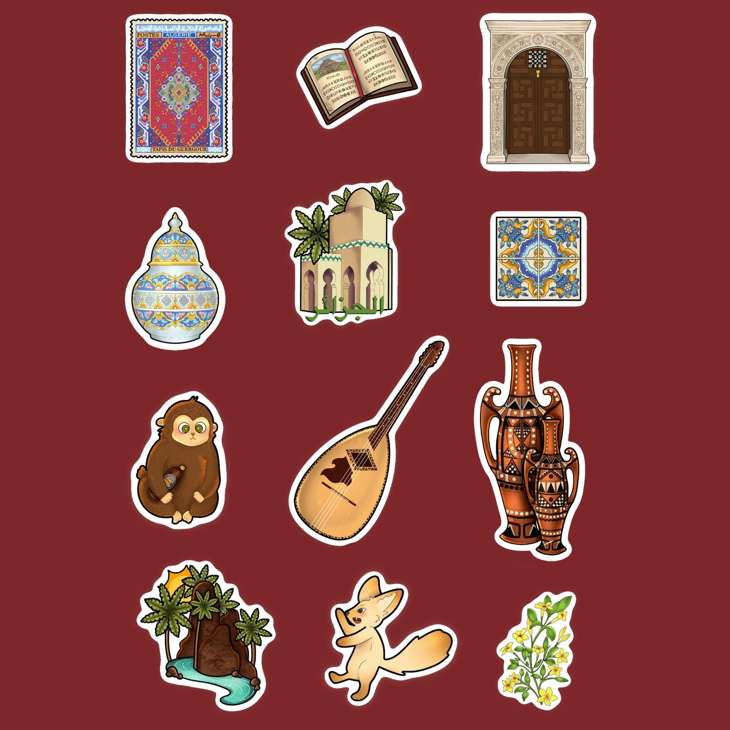 Planche de stickers - Faunes et Symboles d’Algérie